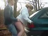 Horny Couple Stops A Car For A Quickie