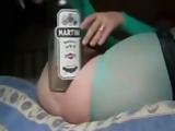 Martini Bottle Stuffed In Amateur Pussy