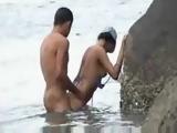 Amateur Couple Gets Caught Fucking On The Beach
